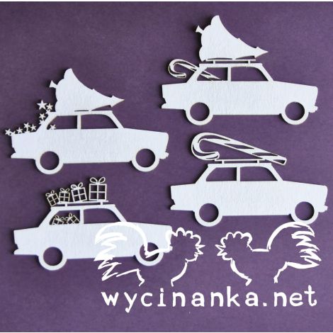 Tekturka Wycinanka Alternative for Christmas - Auto z choinką, 4szt